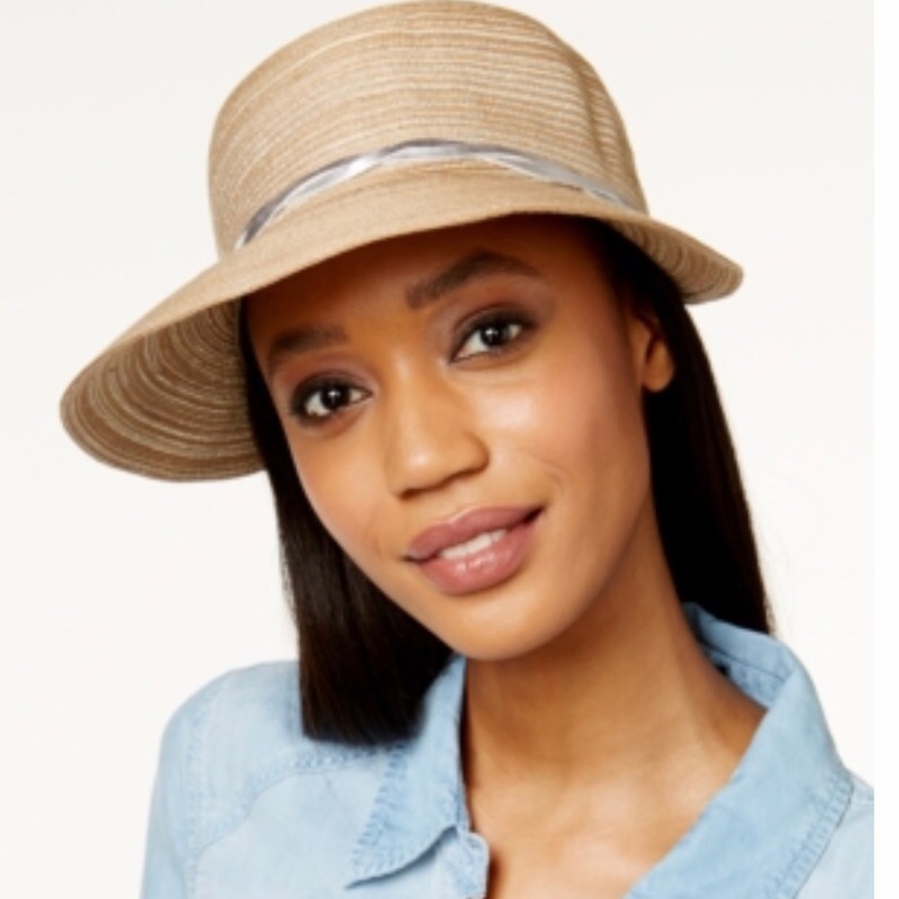 August Hats Metallic-Band Sun Hat NWT